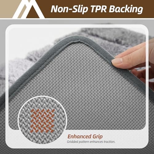 COSY HOMEER Bathroom Rugs 36"x24", Ultra Soft Absorbent Bath Mat with Non-Slip TPR Backing, Machine Washable Shaggy Rug for Bathroom Floor, Grey - Thumbnail 5