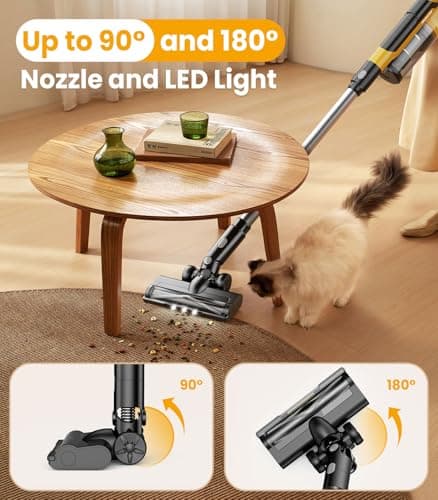 qimedo 8000mAh Cordless Vacuum Cleaner with 2 Batteries V2, 700W Exclusive 2-in-1 Vacuum Cleaner for Carpet, 7 in 1 Best Electric Stick Vacuum for Home/Hardwood Floor/Pet Hair/Dorm - Thumbnail 6