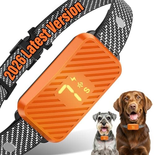 KJKZO Dog Bark Collar for Large Medium Small Dogs, Effective No-Bark Collar, Smart Barking Collar, Rechargeable Bark Collar with 7-Level Sensitivity, 3 B & V Modes, Waterproof, Neon Orange - Image 1