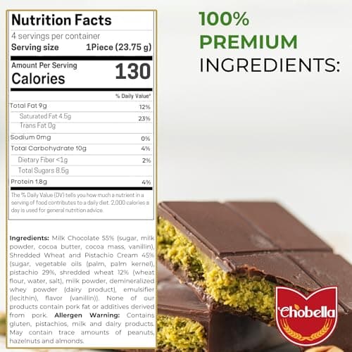 Chobella Dubai Chocolate Bar Pistachio 3.35oz (95g), Premium Mini Dubai Chocolate Bar with Pistachio Cream and Kataifi, Viral Candy with Shredded Phyllo Dough, Knafeh - Thumbnail 2