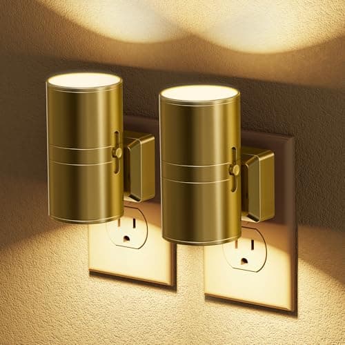 JandCase Night Light, LED Night Lights Plug into Wall, 2 Pack Automatic Nightlight with Light Sensor, 3000K Soft White 0-100LM Dimmable Modern Nightlight for Kids Bedroom Hallway - Image 1