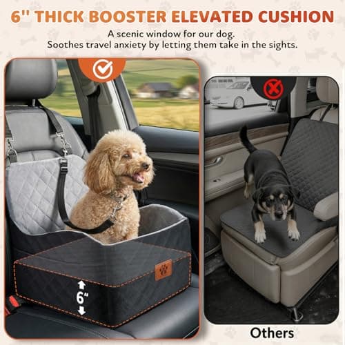 Dog Car Seat for Small Medium Dogs, Dog Booster Seat with Thick Comfort Foam for Pets Up to 35 lbs, Washable & Detachable Pet Cars Seat with Safety Tether, Storage Pockets, Universal Car Seatbelt Clip - Thumbnail 3