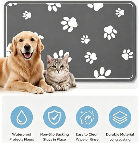 Pet Feeding Mat Absorbent Dog Placemat for Food and Water 24"x 16" - Thumbnail 6