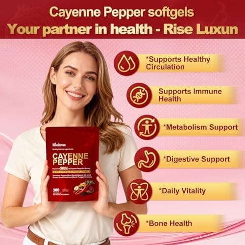 Cayenne Pepper Softgels, with Vitamin D3 K2+E and Extracts of Grape Seed, Hawthorn, Beetroot, Berberine and 12 other extracts, Advanced Vitality & Wellness Formula, For a Healthy Circulatory System - Thumbnail 5