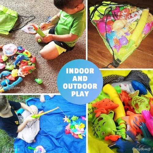 CozyBomB™ Magnetic Fishing Toys Game Set for Kids | Water Table Bathtub Kiddie Pool Party Pole Rod Net, Outdoor Plastic Floating Fish, Toddler Bath Color Ocean Sea Animals Birthday Gift Age 3-5 6 4-8 - Thumbnail 6