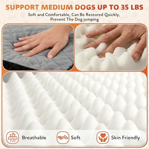 Dog Car Seat for Small Medium Dogs, Dog Booster Seat with Thick Comfort Foam for Pets Up to 35 lbs, Washable & Detachable Pet Cars Seat with Safety Tether, Storage Pockets, Universal Car Seatbelt Clip - Thumbnail 4