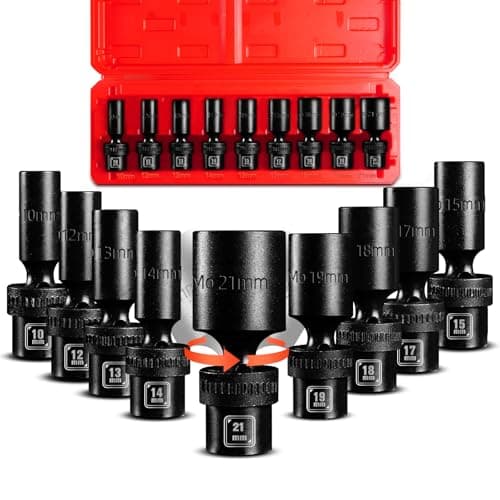 BLACKROBOT 3/8" Drive Deep Impact Swivel Socket Set, 9-Piece Flexible Wobble Socket, Metric 10-21mm, 6-Point CR-MO Steel, With Heavy Duty Storage Case - Image 1