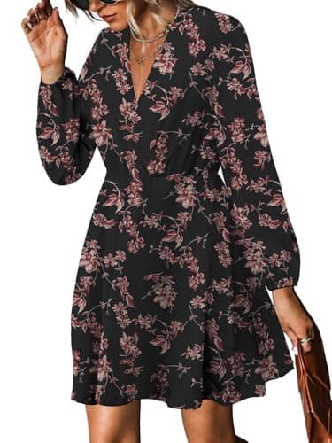 MixShe Summer Dresses for Women 2025 Wedding Guest Dress Fall Fashion Italian Outfits Elegant Classy Homecoming Clothing Plus Size Beach Vacation Clothes B Black Floral Medium
