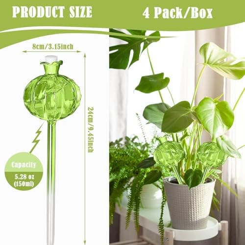 4 Pack Plant Watering Globes,Self Watering Planter Insert Plant Watering Devices for Indoor Plants,Easy Plants Live Houseplants Self Watering Plant Accessories Indoor Ideas for Plant Lovers(White) - Thumbnail 2
