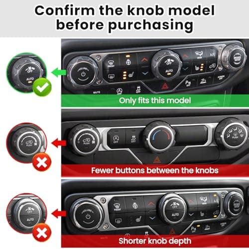 DIAMOOKY 8PCS Metal Button Knob Cover for Jeep Wrangler JL JLU 2018-2025 2026 & Gladiator JT Accessories Window Switch Button Cover Volume Radio Air Conditioner Headlight Switch Knob Cover (Orange) - Thumbnail 2