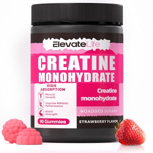 NSFCertified Creatine Monohydrate Gummies 5000mg for Men & Women, Chewables Creatine Monohydrate for Muscle Strength, Muscle Builder, Energy Boost, Pre-Workout Supplement(90 Count)-Strawberries - Image 1