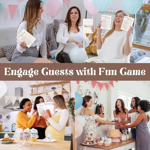 WOODAMORE Who Knows Mommy Best Baby Shower Game Gender Neutral - 50 Pcs Funny Baby Shower Party Games Activities for Guests - Thumbnail 3