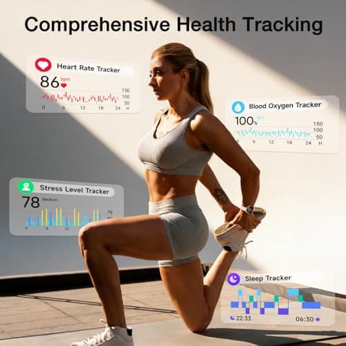 Fitpolo Smart Watch for Women, 1.27” HD Touchscreen, Bluetooth Call & Answer, IP68 Waterproof, 105+ Sports Modes, Fitness Tracker with Heart Rate/SpO2/Sleep Monitor, Smartwatch Gift for Wife - Pink - Thumbnail 4