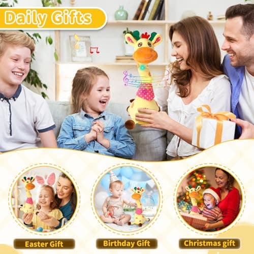 Emoin Dancing Talking Giraffe Baby Toy, Adjustable Volume Baby Giraffe Toys Singing 10 Children's Songs Singing Mimicking Recording Repeating What You Say for Toddlers - Thumbnail 6
