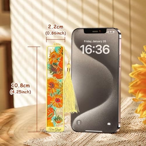 KInsound 8pcs Metal Bookmarks with Tassel, Golden Van Gogh Monet Oil Painting Theme Cute Book Markers for Reading Women, Men, Kids, Book Lovers, Reading Accessories Gifts for Book Lovers - Thumbnail 6
