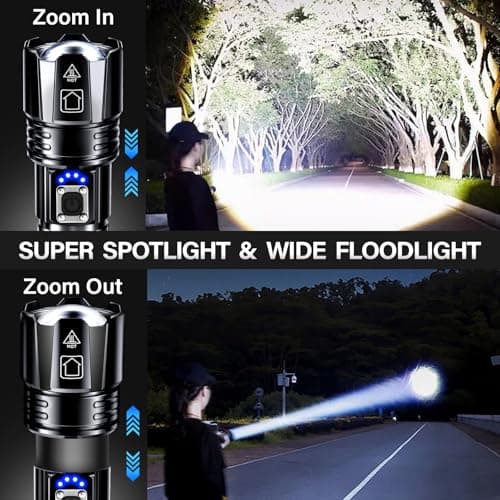 AKNEAR Rechargeable LED Flashlight 99000 High Lumens, Super Bright Flashlights with Zoomable & USB C Rechargeable & 5 Light Mode & IPX-7 Waterproof, Powerful Flash Light for Home, Hiking, Camping - Thumbnail 3