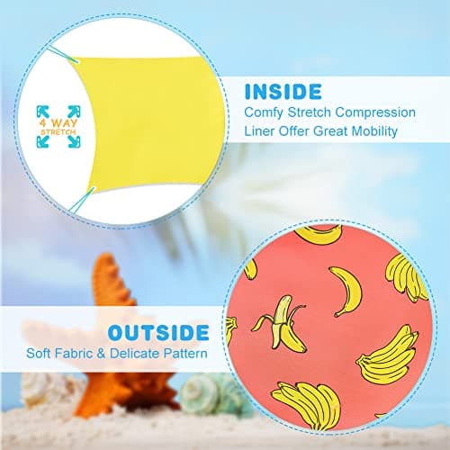 Cozople Boys Swim Trunks Size 10-12 Funny Banana Graphic Compression Liner Bathing Suit Swimwear Summer Quick Dry Boxer Brief Liner Beach Board Shorts for Casual Homewear Swimsuit - Thumbnail 5
