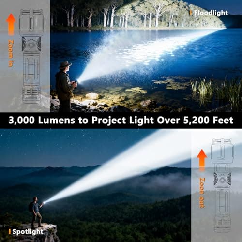 SKYFIRE 2503 LED Rechargeable Flashlights with Lightsaber, 3000 High Lumens Waterproof Zoomable Powerful Bright Flash Light for Home, Outdoor, Flash Saber Fans and Night Adventures with Ignition Lens - Thumbnail 6