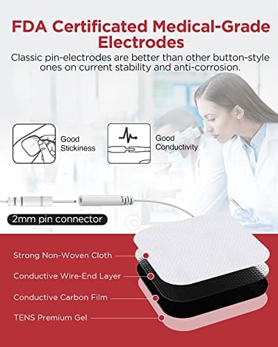 TENKER TENS Unit Muscle Stimulator, 24 Modes EMS Machine for Pain Relief Therapy/Pain Management, Rechargeable Electronic Pulse Massager with 2"x2" and 2"x4" Electrode Pads (Silver) - Thumbnail 5