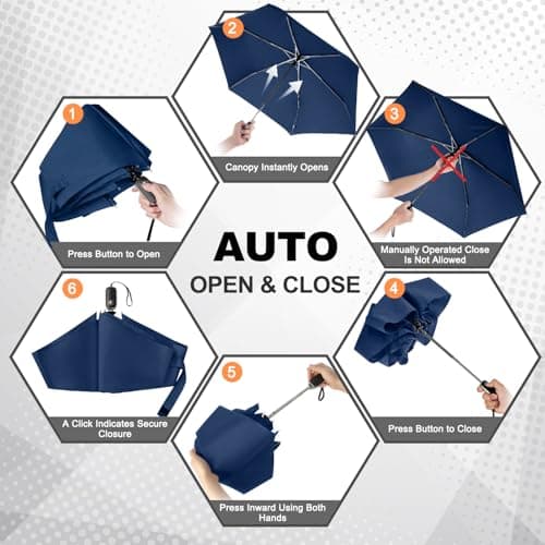 Lejorain Mini Compact Flat Umbrella - Auto Open Close Collapsible Portable Umbrellas Wind Resistant Small Umbrella for Travel Size - Thumbnail 4