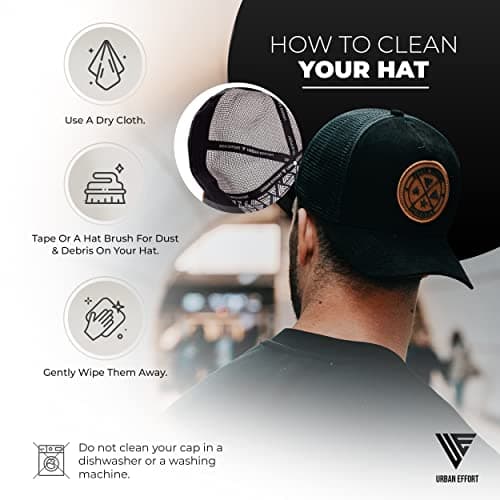 Urban Effort Mesh Trucker Hat,Men and Womens Trucker Hats with Adjustable Strap,Baseball Snapback Closure for Mountaining,Hunting&Hiking (Black) - Thumbnail 4