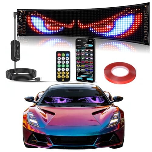 dalattin Devil Eyes Light for Windshield, 23.42"x4.72" High-Brightness USB LED Display, APP/Remote Control for Custom Text & Animation, Multi-Panel Sync for Cars Trucks SUVs, USB-Powered - Image 1