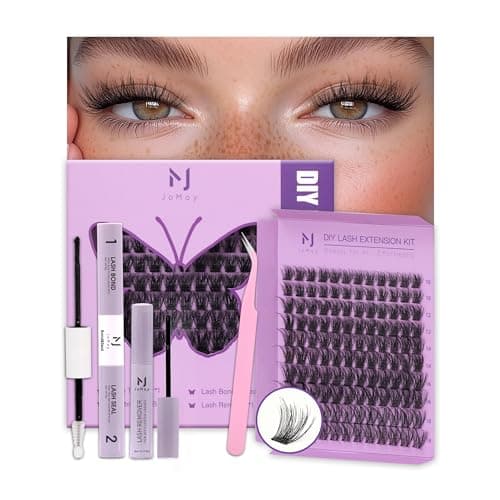 Jomay Lash Clusters Kit - Wispy Lashes for Natural Volume Eyelash Cluster Extensions, DIY Individual Waterproof with Soft Thin Band & Seal Glue (Includes Tweezers & Remover) D Curl 10-18mm 120pcs (X4) - Image 1