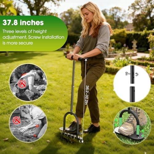 seasky Lawn Aerator, Manual Lawn Aerator Tool with Padded T-Handle, Wide Foot Plate & 15-3 Inch Solid Steel Spikes, Dual-Layer Design for Effortless Aeration in Lawn, Yard and Garden Soil - Thumbnail 4