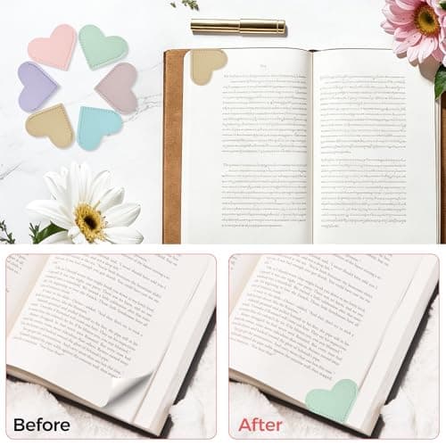 Yuwiiuuo 30 Pcs Leather Heart Bookmarks for Women, Cute Book Marks for Reading, Ideal Gift for Home, Office, School Reading Supplies (6 Colors) - Thumbnail 3