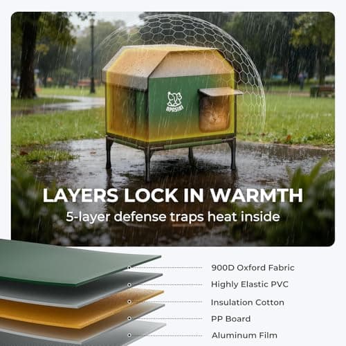 Apasiri Heated Outdoor Cat House for Winter: Insulated with Heating Pad, Indestructible Weatherproof Winter Shelter, Elevated Support to Keep Interior Dry for Stray Cats, Small - Thumbnail 3