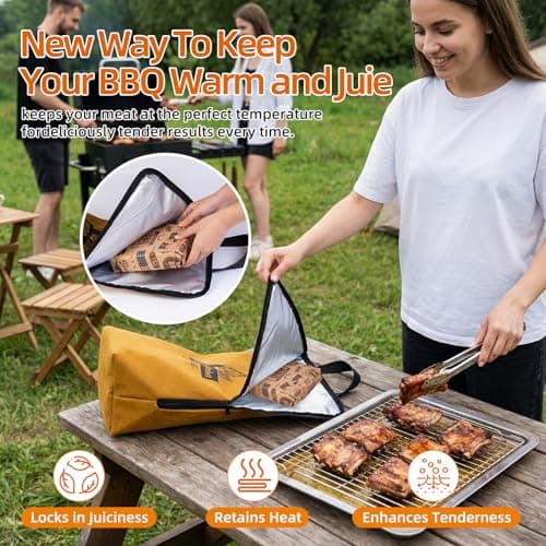 DXOKNQG BBQ Meat Blanket - 5-Layer Insulated Food Bag for Keeping Grilled Meat Warm, Juicy & Tender, Large Capacity Portable Tote for Outdoor BBQ, Picnics, Parties (Yellow) - Thumbnail 6