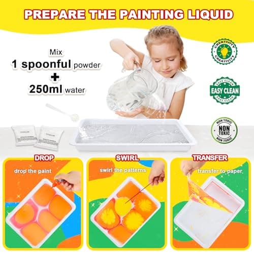 Titoclar Water Marbling Paint Kit,Easter Basket Stuffers,Arts and Crafts for Kids,Birthday Gifts for Girls Boys 3+Years Old, Toys for Ages 8-13 5-7 3-6, Art Supplies for Kids - Thumbnail 4