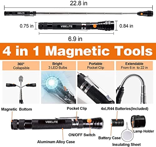 VIBELITE Magnetic Pickup Tool & 6 in 1 Multitool Pen, 2 Pack - Thumbnail 2