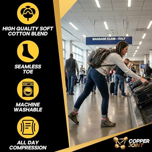 CopperJoint Copper Compression Socks for Women, Knee High Compression for Circulation, Socks for Nurses, Running, Travel & Everyday Use, Ideal Gifts for Women & Maternity- 2 Pairs in a Pack - Large - Thumbnail 6