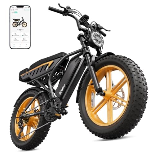 TS TST GRP LLC Electric Bike for Adults,1500W Peak Motor Retro E Bike,Removable 48V 15Ah Battery,20" x4.0 Fat Tire,30 MPH Max Speed,60/100 Miles Range, Ebike with Suspension,UL 2849 Wheels Hub Yellow - Image 1