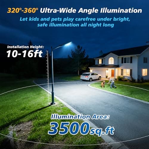 AsWonist 10000W Solar Street Lights Outdoor - 6500K Solar Lights Outdoor IP66 Waterproof, Solar Street Light Dusk to Dawn, Solar Flood Lights Outdoor Motion Sensor with Remote Control for Yard, Garage - Thumbnail 2