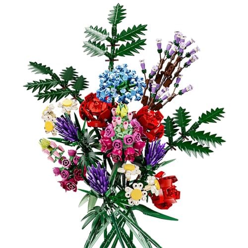 Dexblocks 1000 Pcs Flower Bouquet Building Kit,Artificial Flower Bouquet Kit for Adults, Botanical Collection Home Decor, for Women and Girls,Anniversaries and Christmas Ideal Gift - Image 1