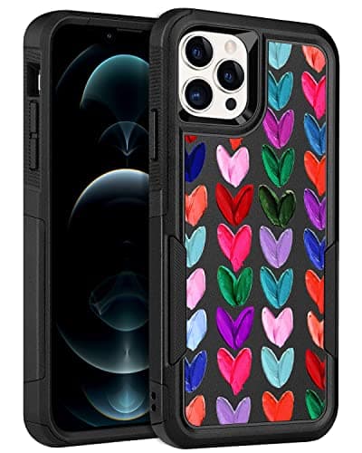 LOQUPE Designed for iPhone 12 pro max Case, Heavy-Duty Tough Rugged Lightweight Slim Shockproof Protective Case for iPhone 12 pro max 6.7 Inch,Women Girls,Cute Oil Painting Heart - Image 1