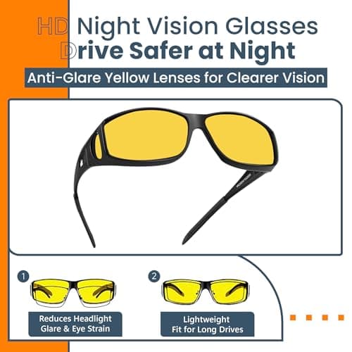 Success Eyewear Night Driving Glasses Anti Glare Polarized Night Vision Yellow Tint Glare Reducing Fit Over Driving Sunglasses Men Women - Thumbnail 3