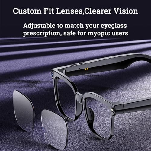 Aovemt AI Smart Glasses with Camera – 1080P HD Video & Audio, Real-Time Translation, ChatGPT Assistant, Bluetooth Smart Sunglasses with Noise Reduction, Prescription Lenses Compatible - Thumbnail 6