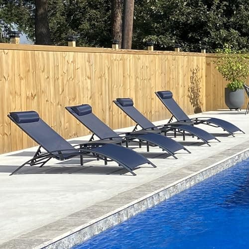 PURPLE LEAF Patio Chaise Lounge Chair Set with 2 Side Table Outdoor Pool Adjustable Recliner Chairs for Outside Beach Poolside Sunbathing Tanning Lounger - Image 1