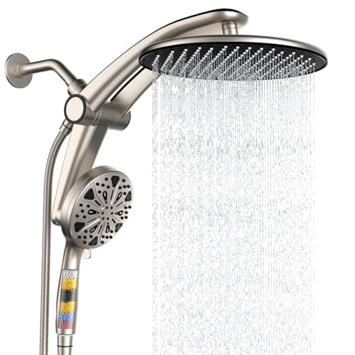 Shower Head with filtered Handheld High Pressure daul Shower Heads with Handheld Spray Combo and 10 Sprays Handheld Shower Head Detachable Shower head Built-in Magnetic Docking and Power Jets Nickel - Image 1