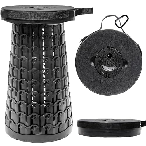 ALEVMOOM 2025 18" H Collapsible Stool with Cushion, Capacity 800lbs Portable Stools for Adults Heavy Duty, Adjustable Height Telescoping Folding Stool, for Outdoor Camping Travel Hiking Fishing - Image 1