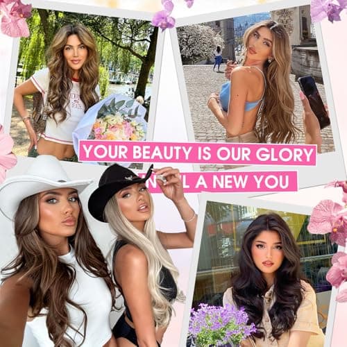 Invisible Wire Hair Extensions with Transparent Wire Adjustable Size 4 Secure Clips Long Wavy Secret Hairpiece 20 Inch for Women(Balayage Chocolate Brown to Caramel Blonde) - Thumbnail 6