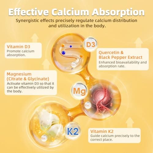 M inch Vitamin D3 K2 with Magnesium, Vitamin D3 10000 IU, Vitamin K2 MK-7 240 mcg, 6-in-1 K2 D3 Vitamin Supplement with Quercetin for Bone, Immune & Moo*d Support, Highly Bioavailable, 2 Packs - Thumbnail 5