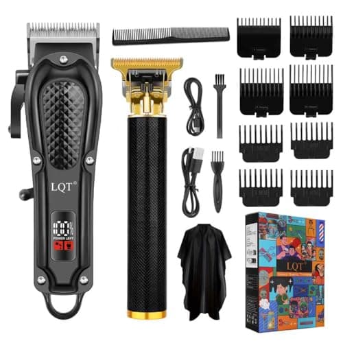 LQT® Men's Professional Hair Clippers Kit，Cordless & Corded Barber Clippers Set，Grooming Rechargeable Beard Trimmer with Adjustable Blade Black - Image 1