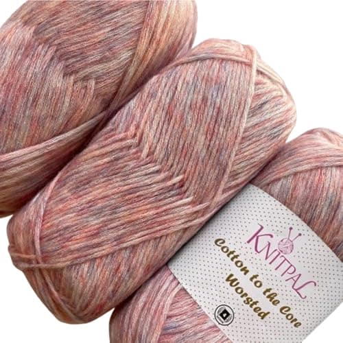 Cotton to The Core Worsted Weight Yarn for Crocheting, 3-Pack (654Yds / 300G), Free Patterns, Beginners Friendly - Soft Cotton Yarn for Knitting - #4 Medium Worsted Weight - Baby Pink - Image 1