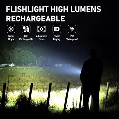 Starlume LED Flashlights High Lumens, 90000lm Super Bright Rechargeable Flashlight, Zoomable, 5 Modes, Waterproof, Powerful Tactical Flash Light for Camping, Hiking, Outdoor, Emergencies, Home & Gifts - Thumbnail 2