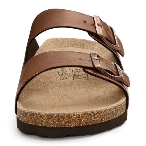 ODOLY Men's Cork Footbed Slide Sandal, Arch Support Summer Outdoor Sandals with Adjustable Buckle for Men, Gold Bronze Oily EU45 / US11-11.5 - Thumbnail 4
