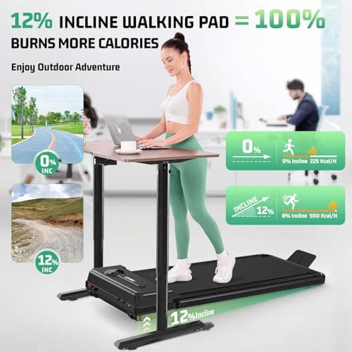 FUNMILY Foldable Walking Pad with Handle Bar, 4 in 1 Under Desk Treadmill with Incline, 2025 Upgraded Smart Folding Treadmill for Home/Office, 300 lbs Weight Capacity, Ultra-Quiet - Thumbnail 2
